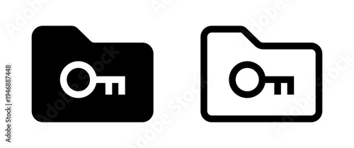 Secure folder icon with key for data privacy and file encryption