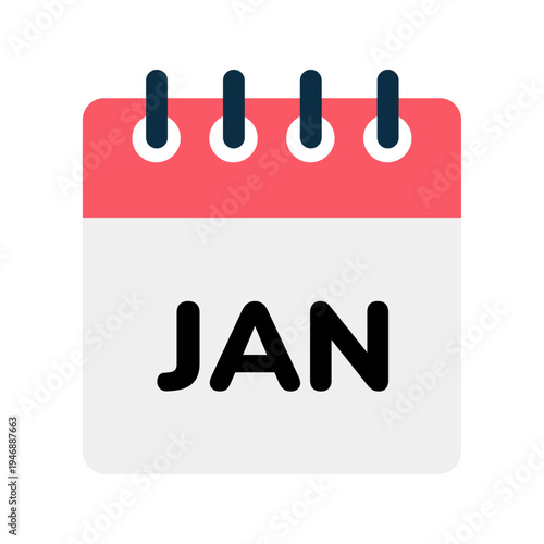 January monthly calendar icon for schedule and date planning