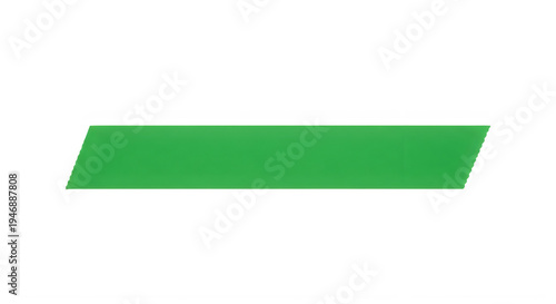 Bright green adhesive tape strip in a parallelogram shape for marking or labeling purposes