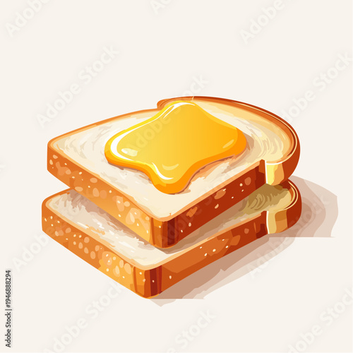 Delicious Honey Toasted Bread Slice Food Illustration