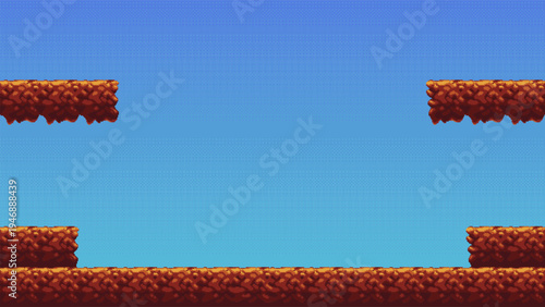 8 bit pixel platform landscape with floating islands