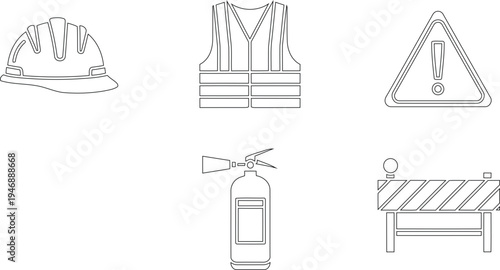 Essential safety equipment and signs for construction sites and workplaces