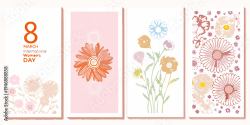 International women s day floral arrangement with number eight graphic