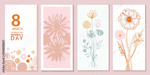 Floral illustrations celebrating international women s day on march eighth