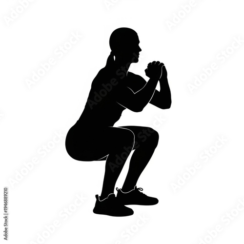 Silhouette of a woman performing a squat exercise