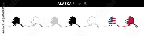 Map of Alaska state, US