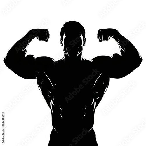 Muscular man flexing his arms in a powerful stance