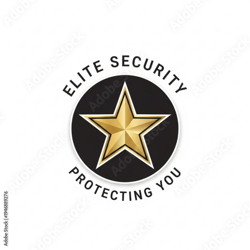 Elite security logo with gold star circle background