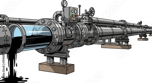 Industrial pipeline oil leak system.