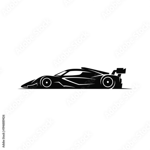 Black silhouette of a sleek sports car