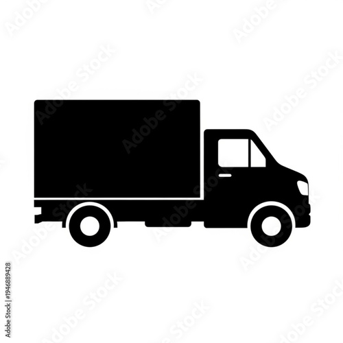 Black silhouette of a delivery truck vehicle
