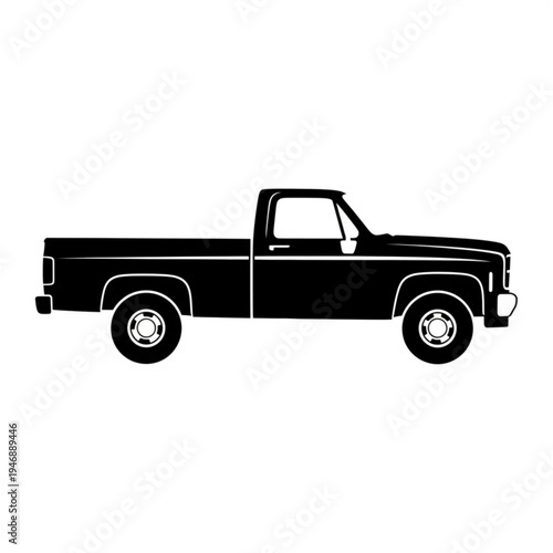 Black silhouette of a classic pickup truck