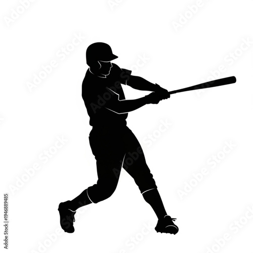 Black silhouette of baseball player swinging bat