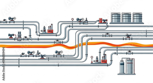 Industrial pipeline system diagram.