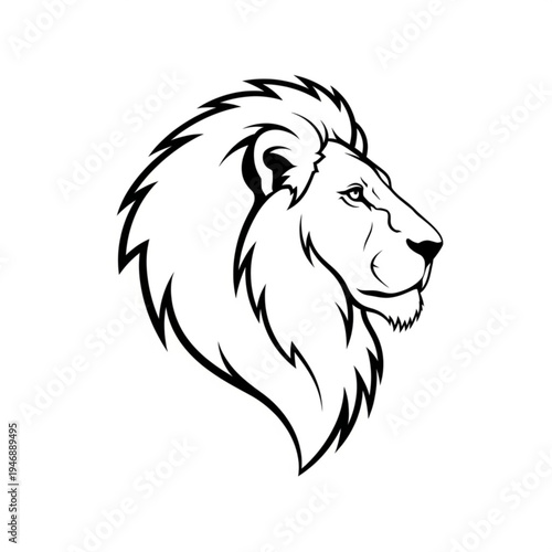 Black and white lion head illustration