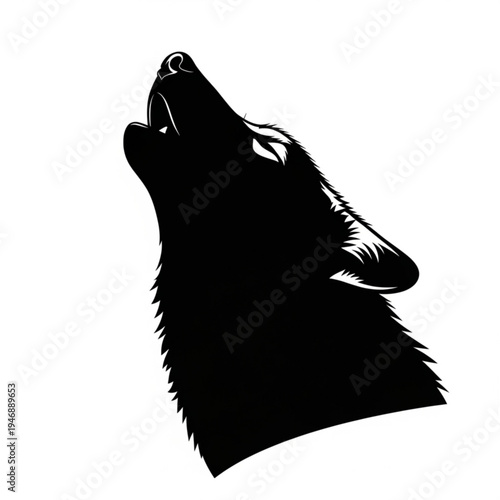 Black silhouette of a wolf howling