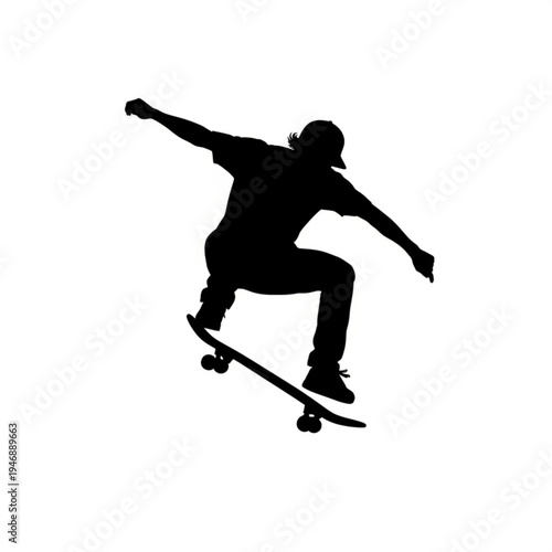 Silhouette of a skateboarder performing a trick