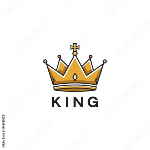 Golden crown icon with king text