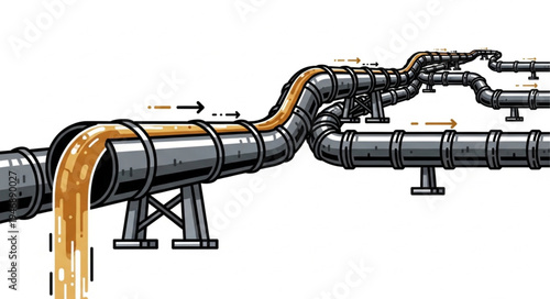 Industrial pipeline with fluid flow.