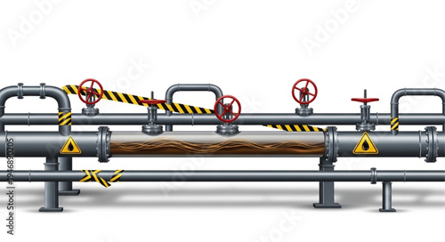 Industrial pipeline with valves.