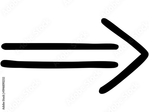 二重線の手書き矢印のイラスト2（黒）