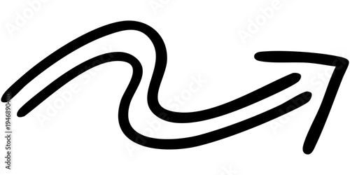 二重線の手書き矢印のイラスト4（黒）