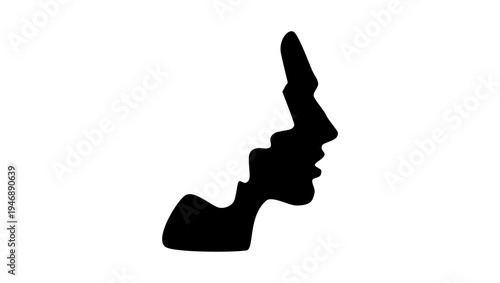 A symbol of domestic violence, a man yelling at a woman, black isolated silhouette