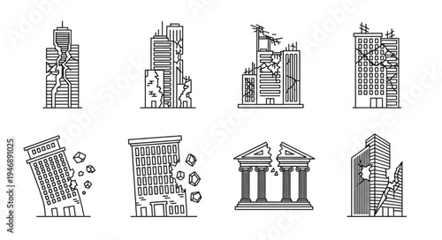 Skyscrapers and Collapsing Buildings - A Cityscape in Distress.