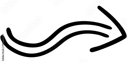 二重線の手書き矢印のイラスト5（黒）