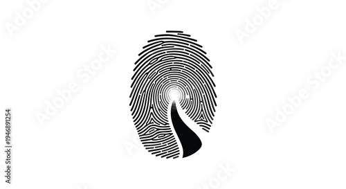 Fingerprint with glowing effect on white background