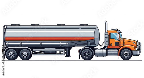 Large orange tanker truck vehicle.