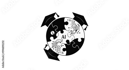 AI technology puzzle pieces connecting concept