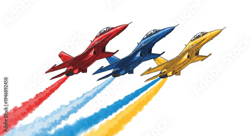 Jets Fly in Formation Aerial.