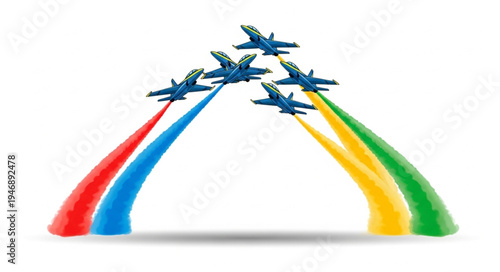 Jets flying in formation aerobatics.