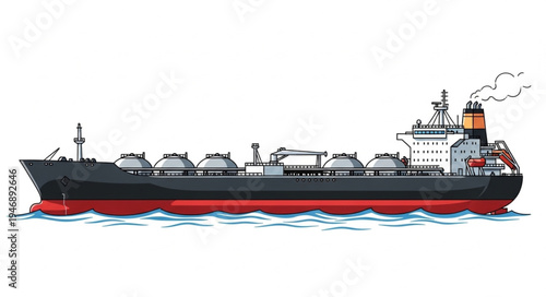 Large Black Cargo Ship Vessel.