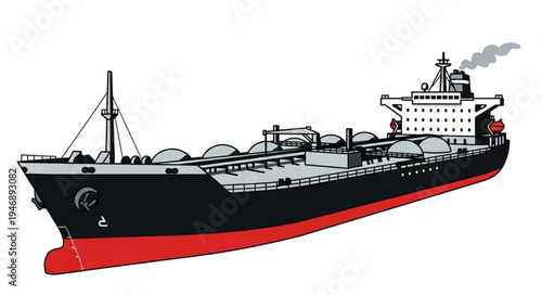 Large Cargo Ship Sailing Ocean.