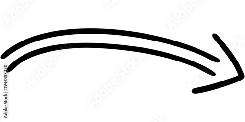 二重線の手書き矢印のイラスト9（黒）