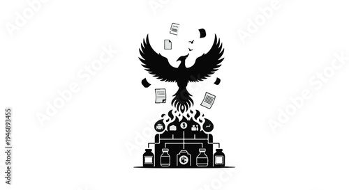 black eagle flying over camera with social media icons