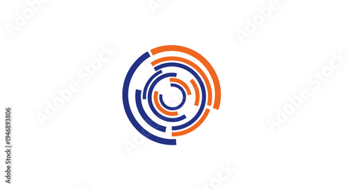 Abstract Circular Target Icon with Concentric Rings for Data and Technology on Isolated White Background
