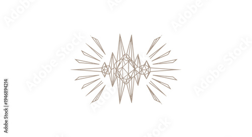 Abstract pattern of radiating lines and geometric shapes, symbolizing sound waves, signals, or energy emission in a bright studio.