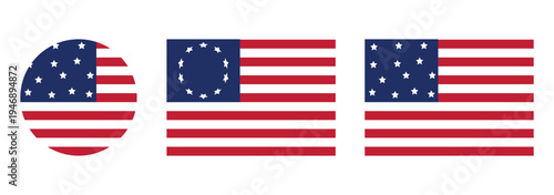 United States flag, commonly known as the Betsy Ross flag..