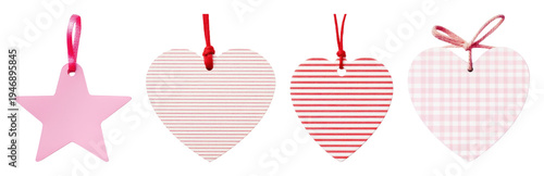 PNG Decorative heart and star tags on transparent background