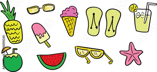 Vibrant summer vector for your design projects and presentations. Add a pop of summer fun to your projects with these colorful vectors, perfect for web design, presentations, and marketing materials