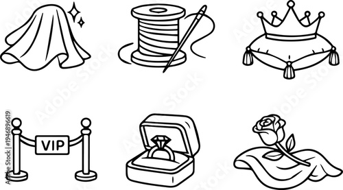 Luxury royal premium service outline icons. Vector