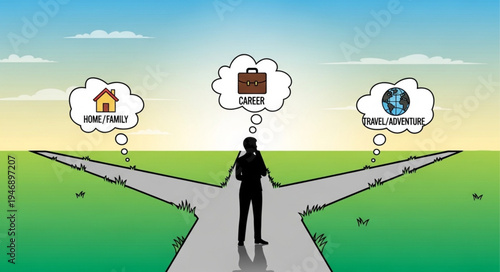 Man at crossroads making decision.