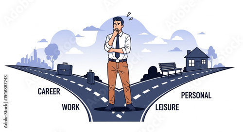 Man at crossroads making decision.