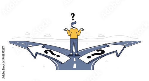 Man at crossroads making decision.