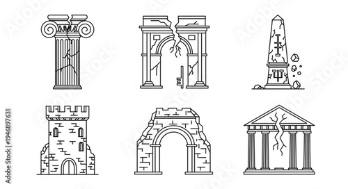 Collection of Ancient Ruined Structures and Architectural Remains.