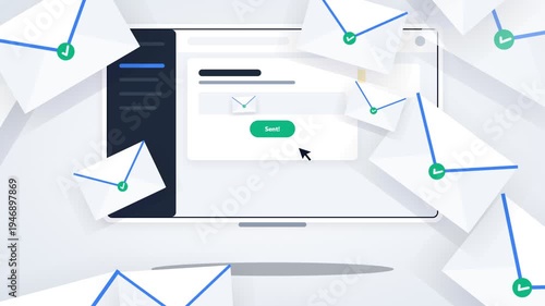 Email marketing campaign successfully sent concept animation