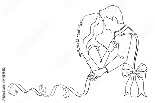 Illustration of a wedding couple in line art style 1.eps